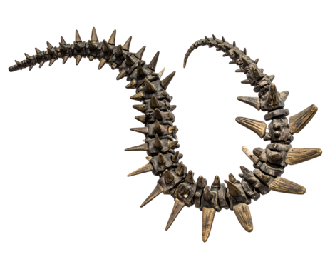 Abstract Spiked Serpentine Creature on Transparent Background