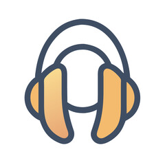 Simple flat illustration of headphones with blue and gold