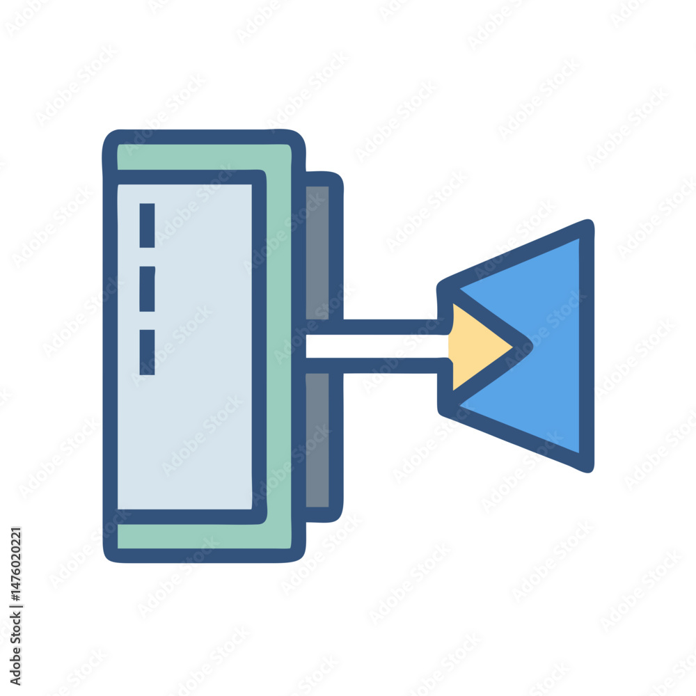 Poster stylized icon of folder with sending arrow symbol