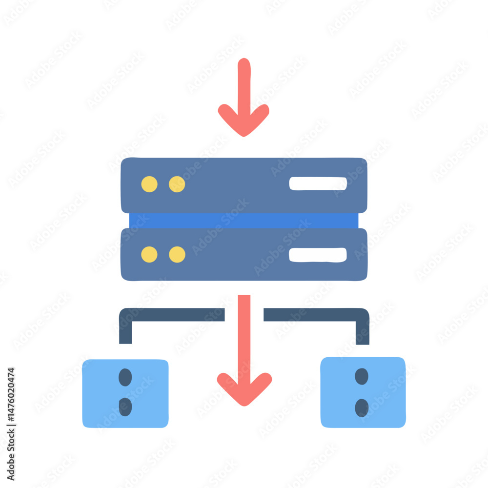 Aufkleber data flow server processing information infographic on black background