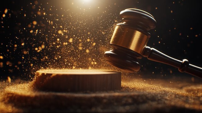 Gavel striking wood legal concept