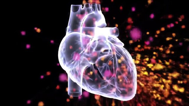 Translucent White Heart Rotating on Black Background Medical Visualization