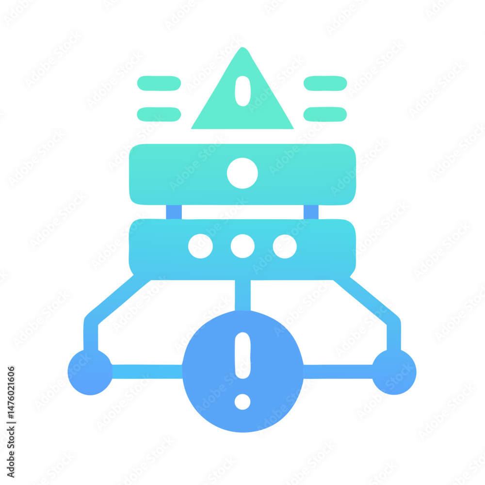 Aufkleber network error alert symbol on the technology stack design