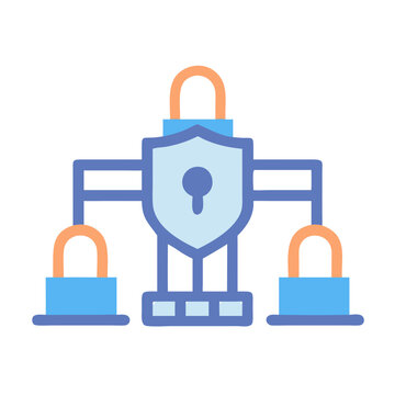 Network Security Icon Featuring Locks and Shield Graphic