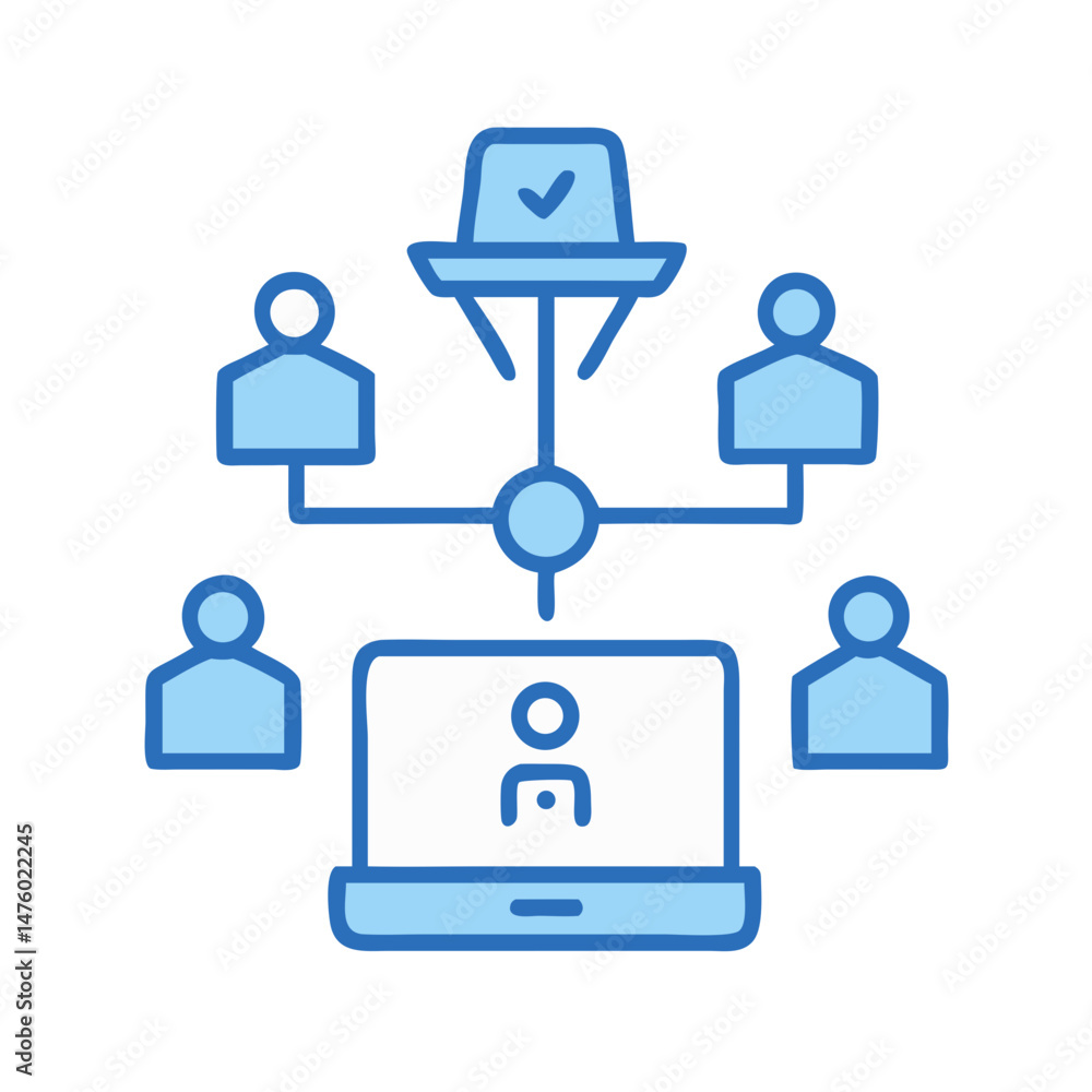 Poster remote team work connection via network for global business