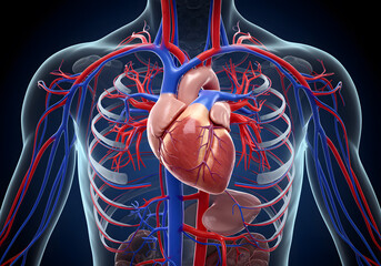 Human heart and circulatory system anatomy