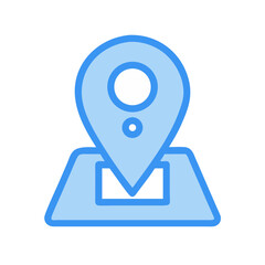 Illustration of a blue location pin on a map