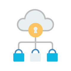 Cloud Security System Flat Graphic Icon on Black Backdrop