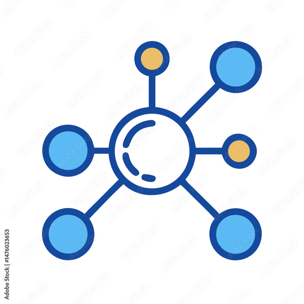 Aufkleber connected network structure of molecule on black background graphic