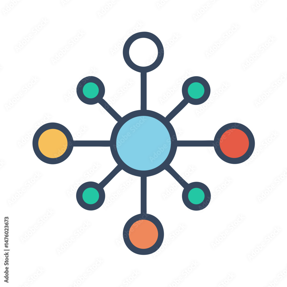 Poster connected nodes network communication concept on a black background