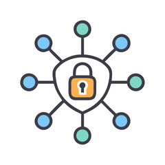 Network security system with lock and connected nodes