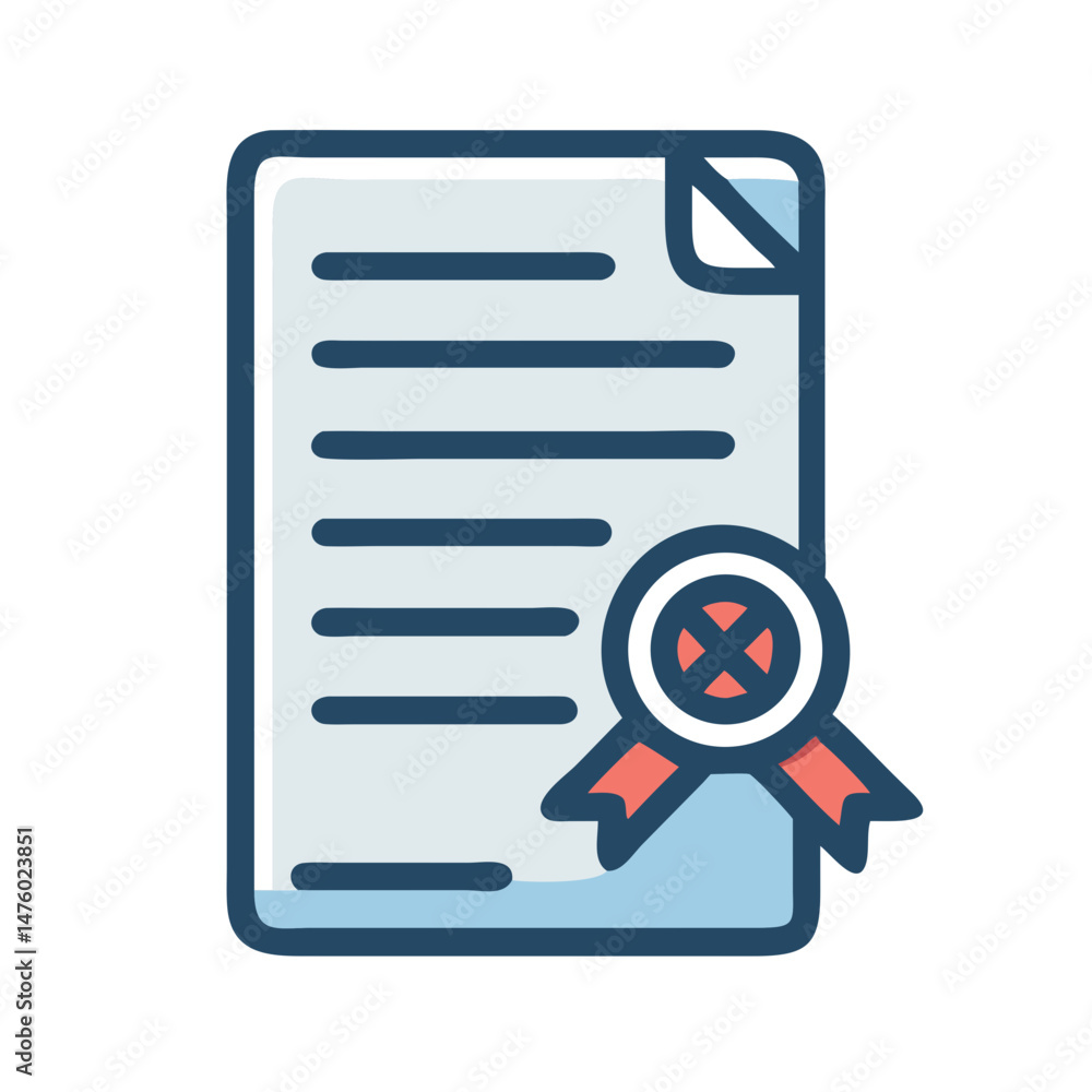 Poster document with seal flat vector icon on black background