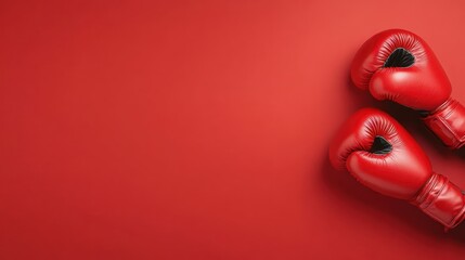 Red boxing gloves on a red background (1)