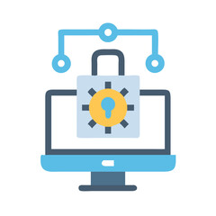 Computer security padlock icon for network protection concept