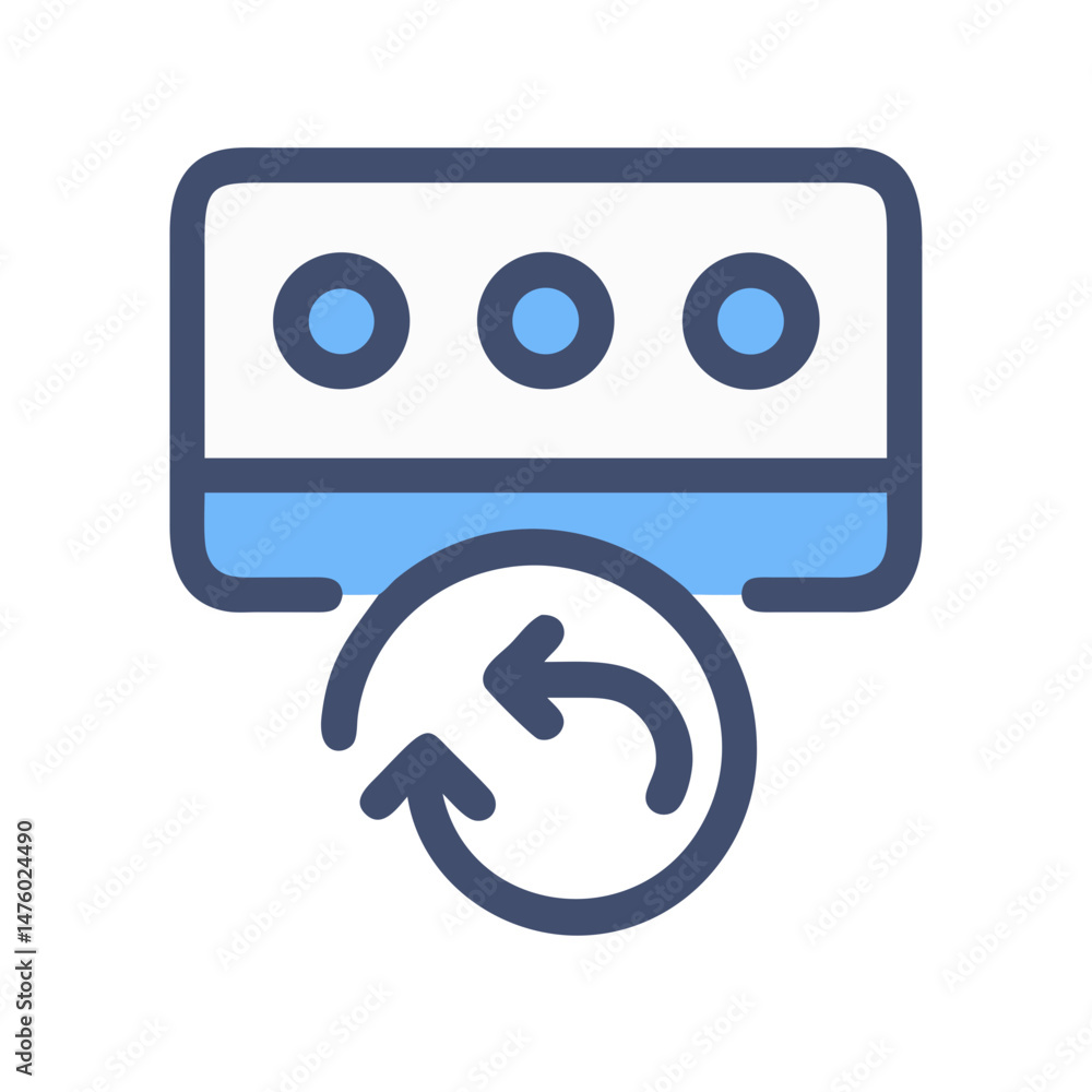Aufkleber password reset icon with circular arrows, data security