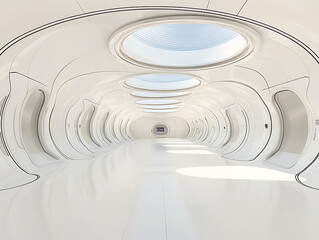 Obraz premium Futuristic White Corridor Interior.