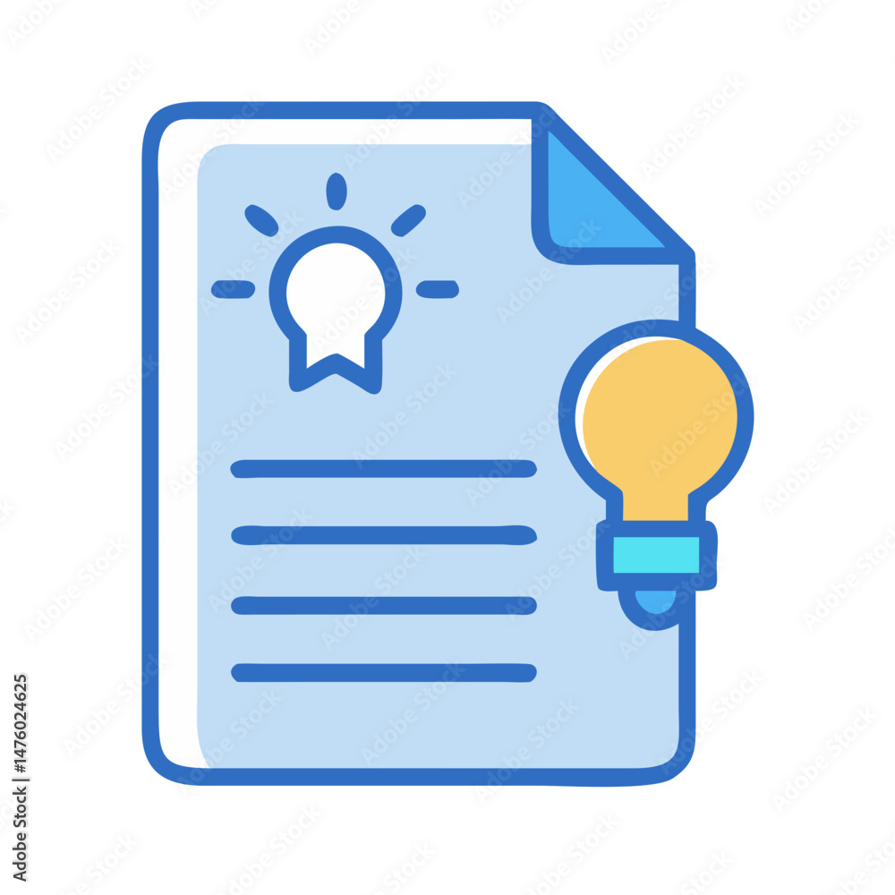 Poster idea document with light bulb icon in flat design