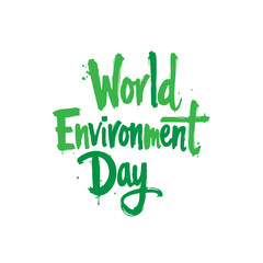 Naklejka premium Calligraphic Design Commemorating World Environment Day with Green Ink Style