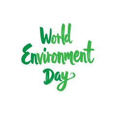 Calligraphic Green Text Celebrating World Environment Day with Brush Strokes