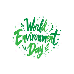 Vibrant green lettering celebrates World Environment Day with organic flourishes