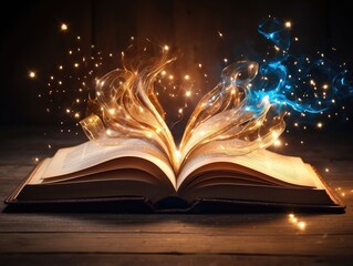 "An Intimate View of an Open Book Resting on a Table"