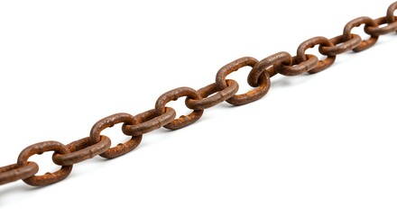 Obraz premium Rusty Metal Chain Isolated on White Background