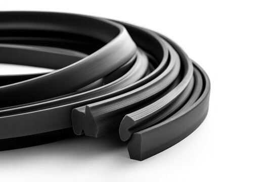 Bundle of EPDM rubber profiles against a white backdrop