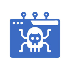 Computer virus in browser window icon graphic illustration