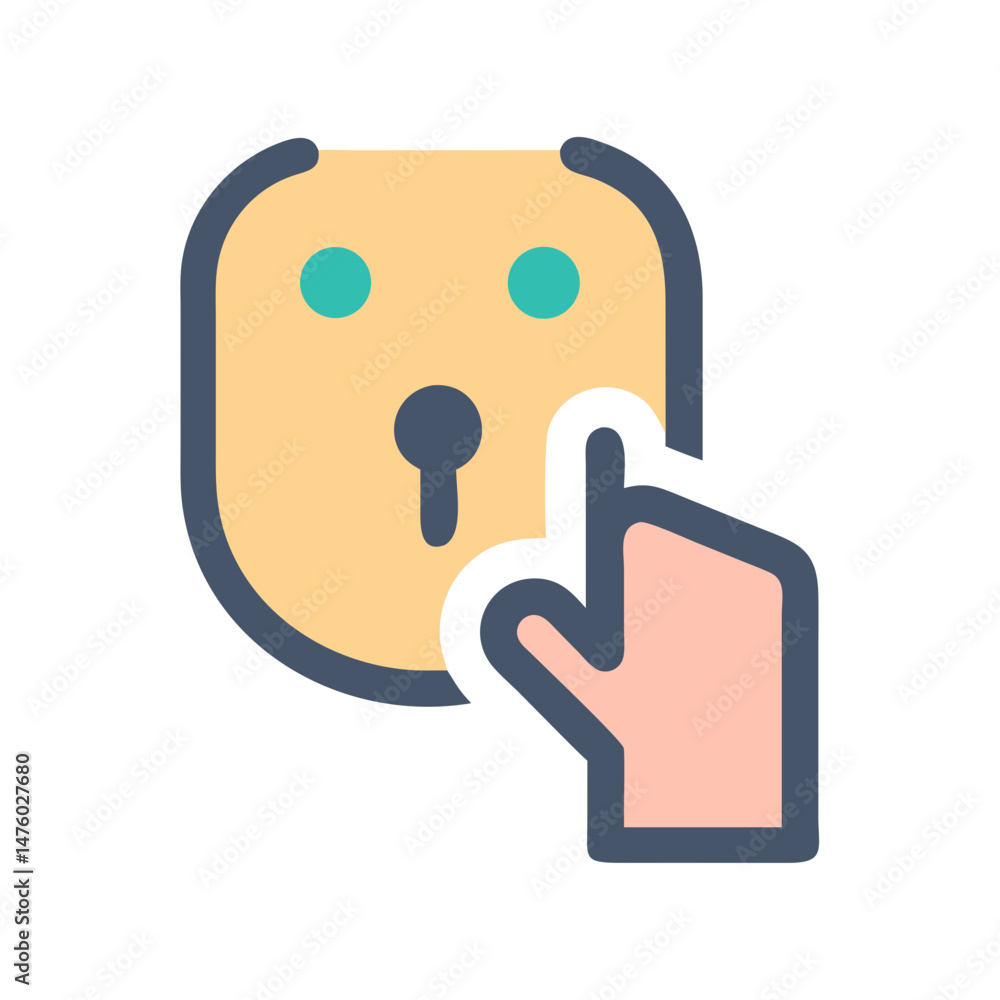 Poster digital lock and hand vector for secure access