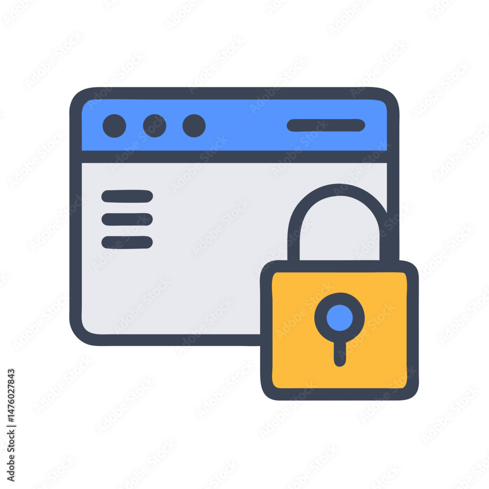 Poster website security and privacy illustrated with a secure lock