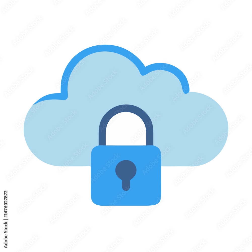 Aufkleber cloud security concept with padlock for secure data protection