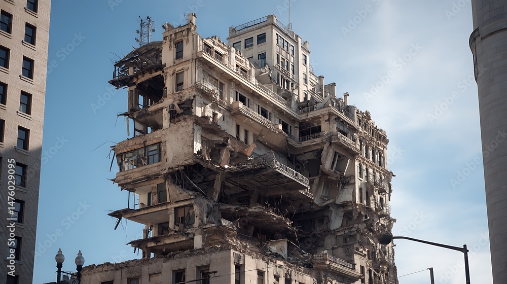 Poster building in the city want to collapse
