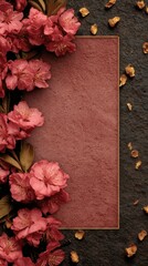 Obraz premium Crimson Blossoms: A Rustic Floral Frame with Earthy Tones