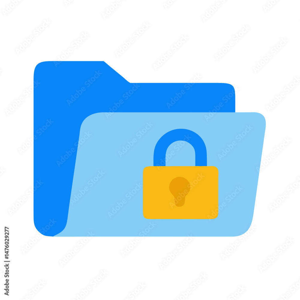 Poster illustration of folder with padlock for secure data concept