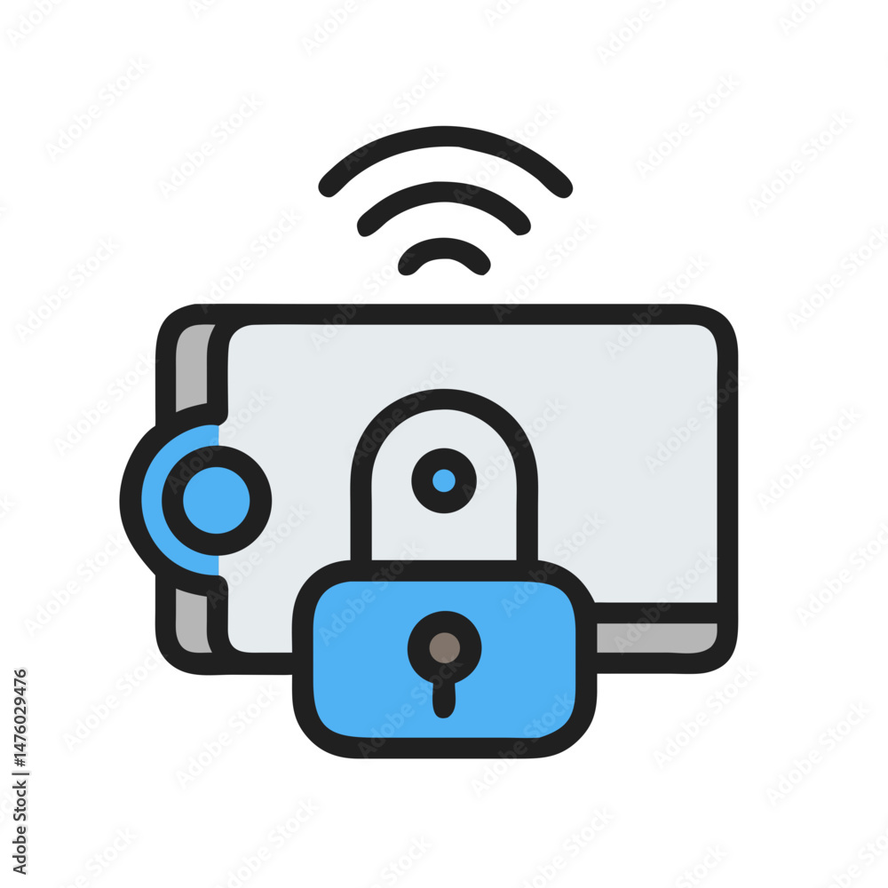 Poster secure wireless payment: padlock protected digital mobile transaction concept