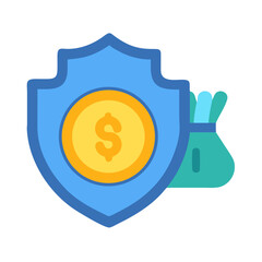 Money Protection and Security Icon with Dollar Coin