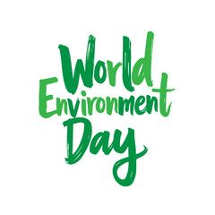 Fototapeta premium Celebrating World Environment Day with green brush strokes lettering design