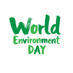 Vibrant green lettering declaring World Environment Day, an invitation to action