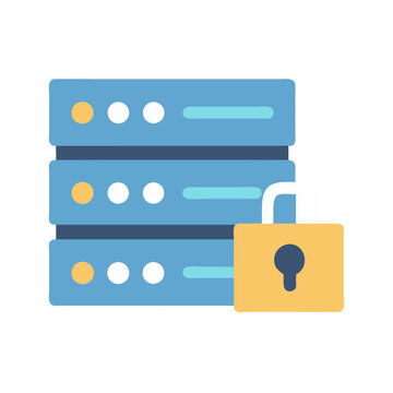 Secured server stack with padlock symbolizes data protection concept