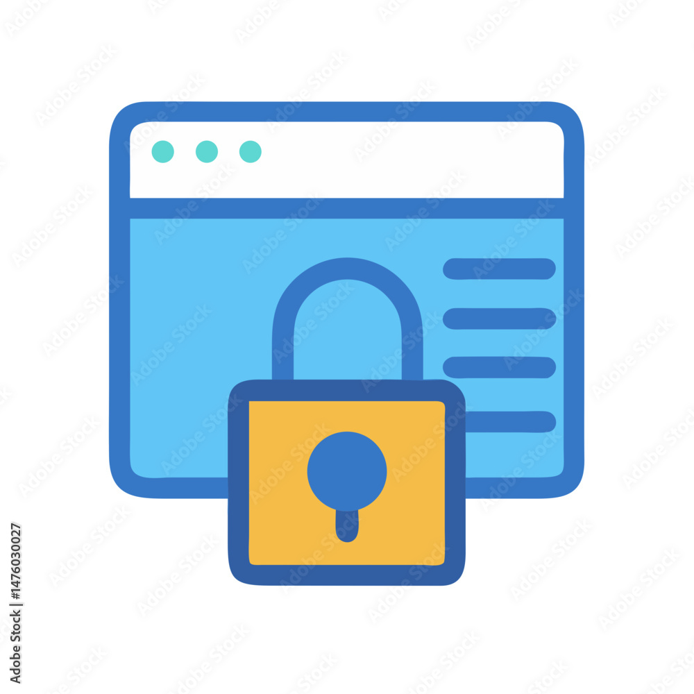 Poster secure website vector illustration with padlock for data protection