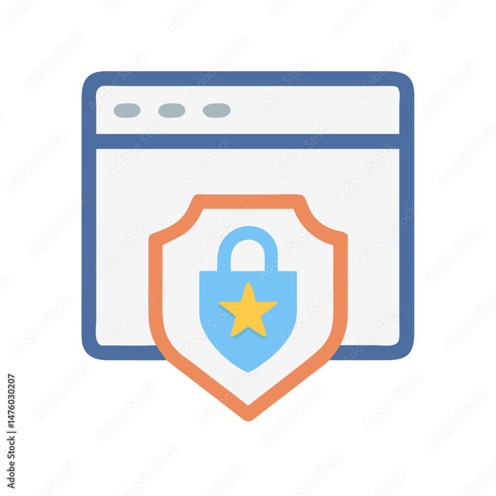 Poster website security with shield and padlock for data protection
