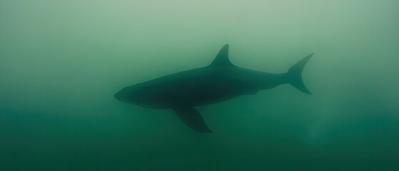 Fototapeta premium Shark Shark swimming in murky green water