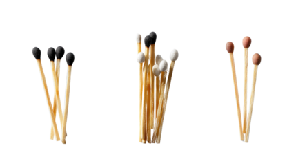 Matches of Colors: A captivating composition of matches, each bearing a unique head color, artfully arranged to highlight the diversity of shades, showcasing the elegance of simplicity.