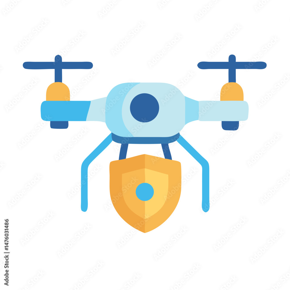 Poster drone with shield emblem for security and privacy