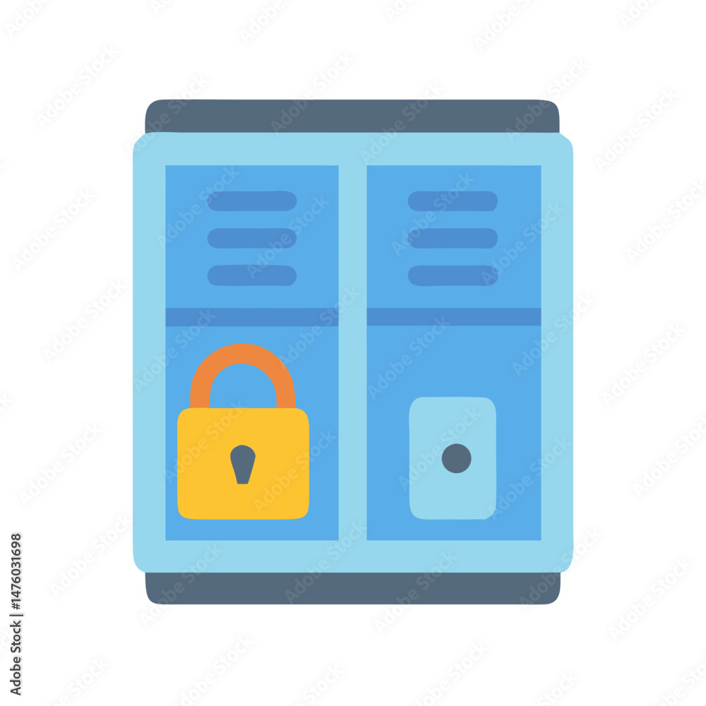 Poster illustration of a secure locker system with a padlock