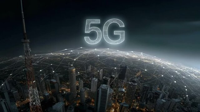 Global connectivity and the modernisation of the internet network in smart cities.  Future social media networking and 5G wireless digital connection concept