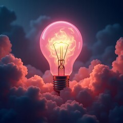 light bulb on sky background