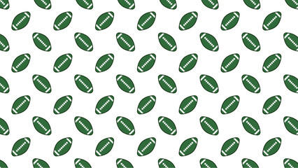 Seamless pattern of green american footballs on a white background in a repeating diagonal arrangement