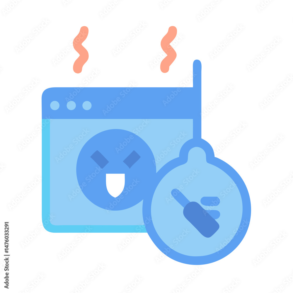 Aufkleber cartoon browser with angry face and slow connection indicator