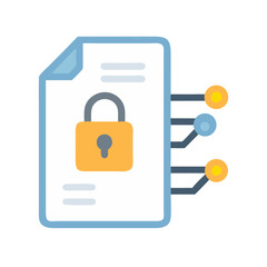 Secured document with digital connections on a black background